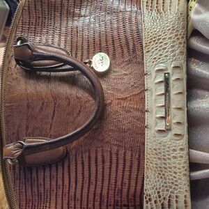Brahmin Tan and Brown GENUINE LEATHER. 
Crocodile-Embossed Satchel